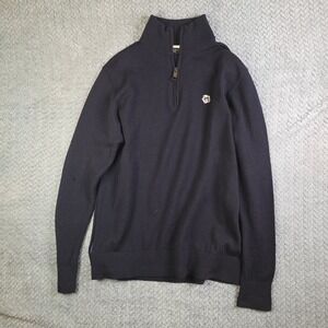 Ted‎ Baker London Men's 1/4 Zip Wool Sweater Black Designer Pullover